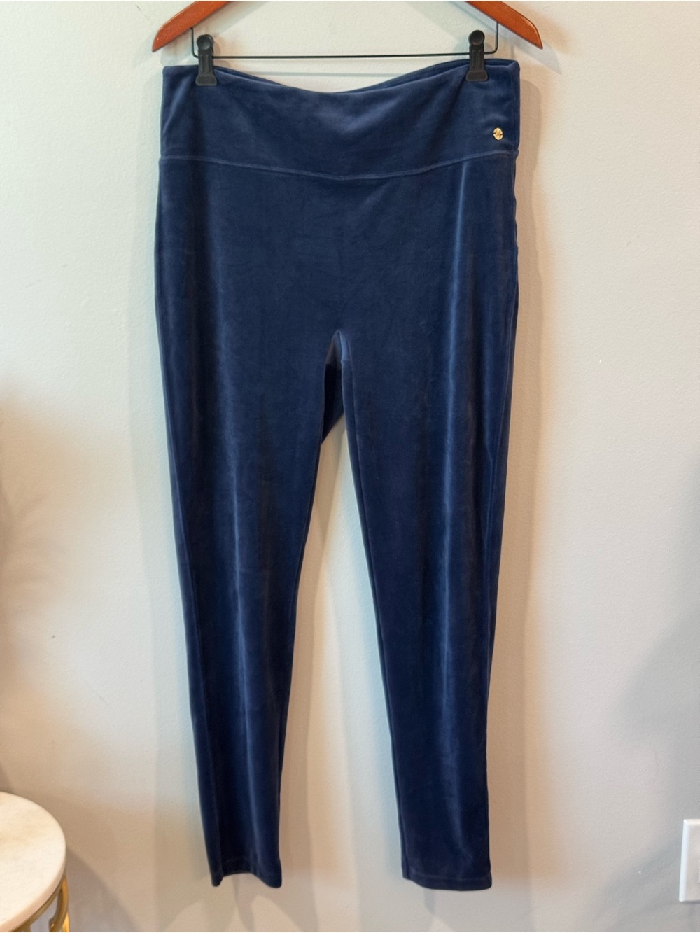Lilly Pulitzer Navy Velour High-Rise Leggings Xl